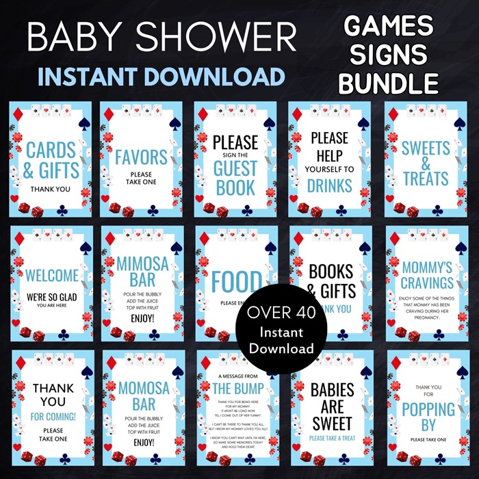 boy casino baby shower games - poker baby