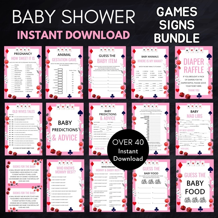 pink casino baby shower games - full house baby shower, poker