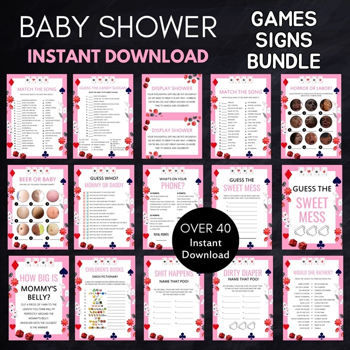 pink casino baby shower games - full house baby shower, poker