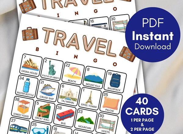 travel bingo cards printable