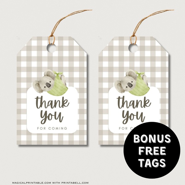 free koala thank you tags