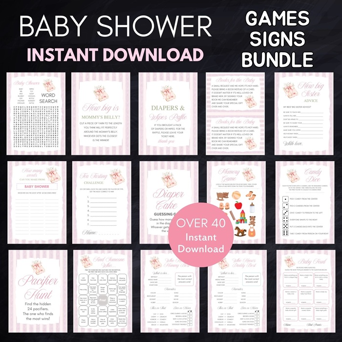 girl new chapter begins storybook  baby shower games bundle