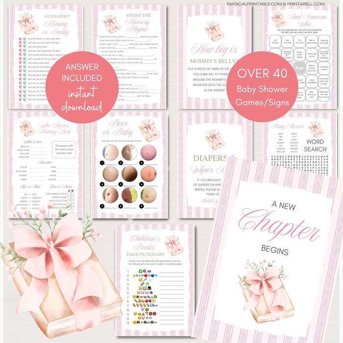 girl new chapter begins storybook baby shower games bundle