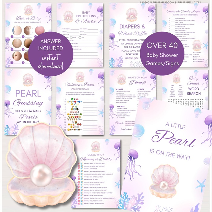 little pearl baby shower games bundle