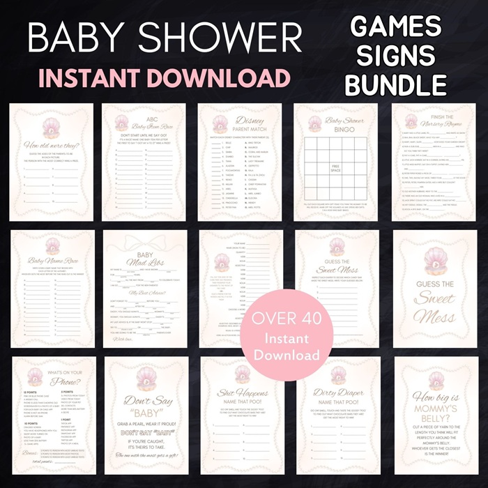 pearl baby shower games bundle