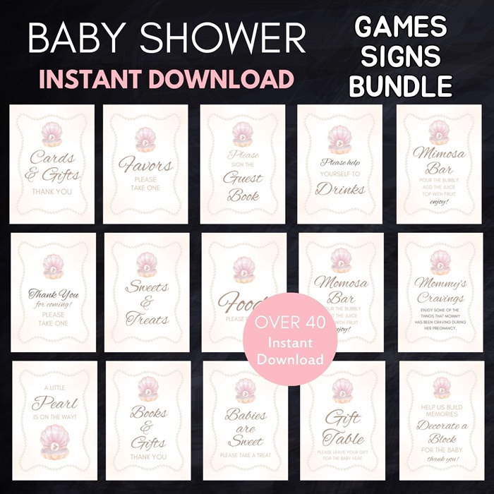 pearl baby shower games bundle