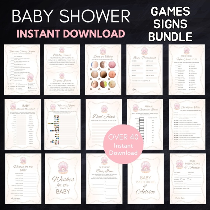pearl baby shower games bundle