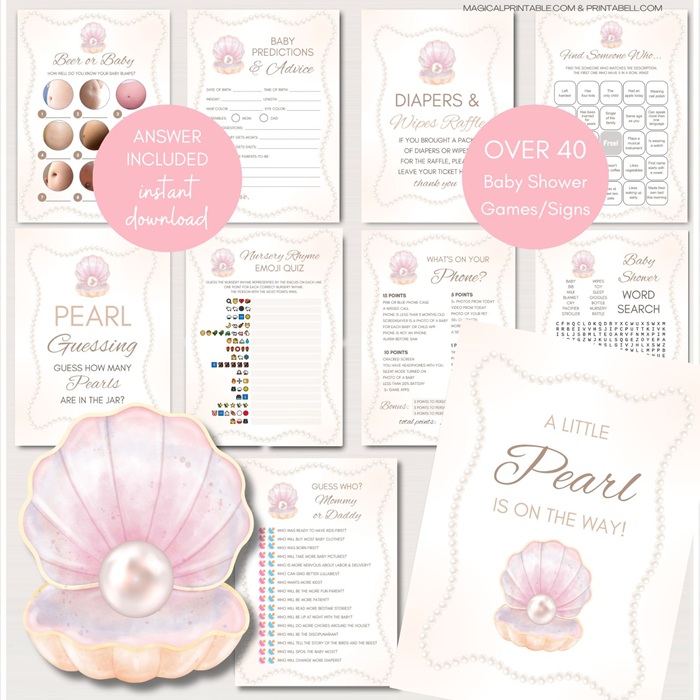 pearl baby shower games bundle