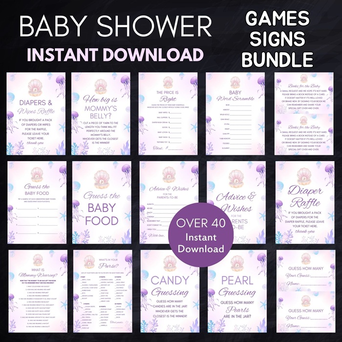 under the sea pearl baby shower games bundle
