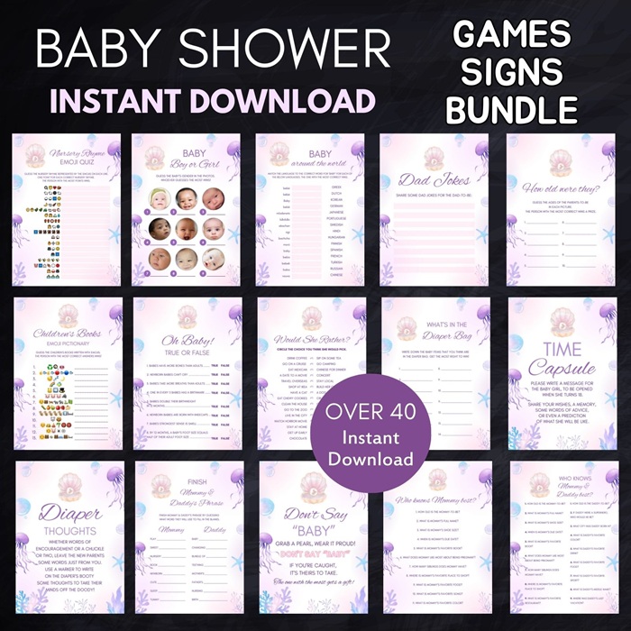 under the sea pearl baby shower games bundle
