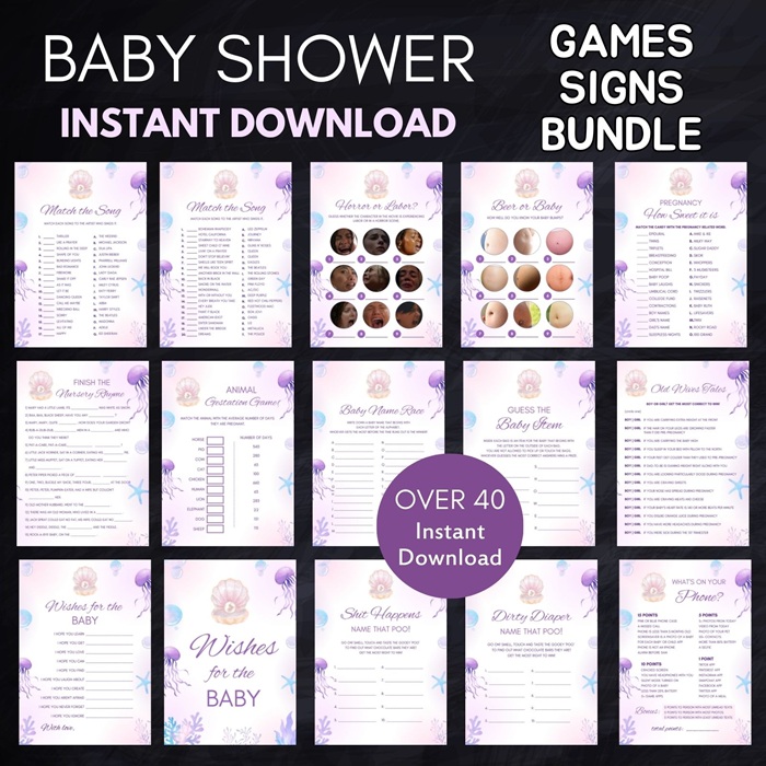 under the sea pearl baby shower games bundle