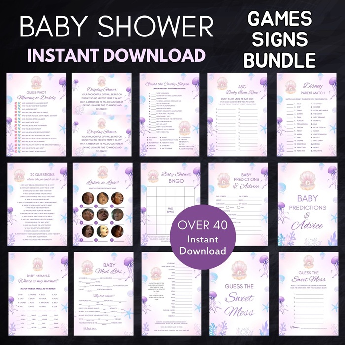 under the sea pearl baby shower games bundle