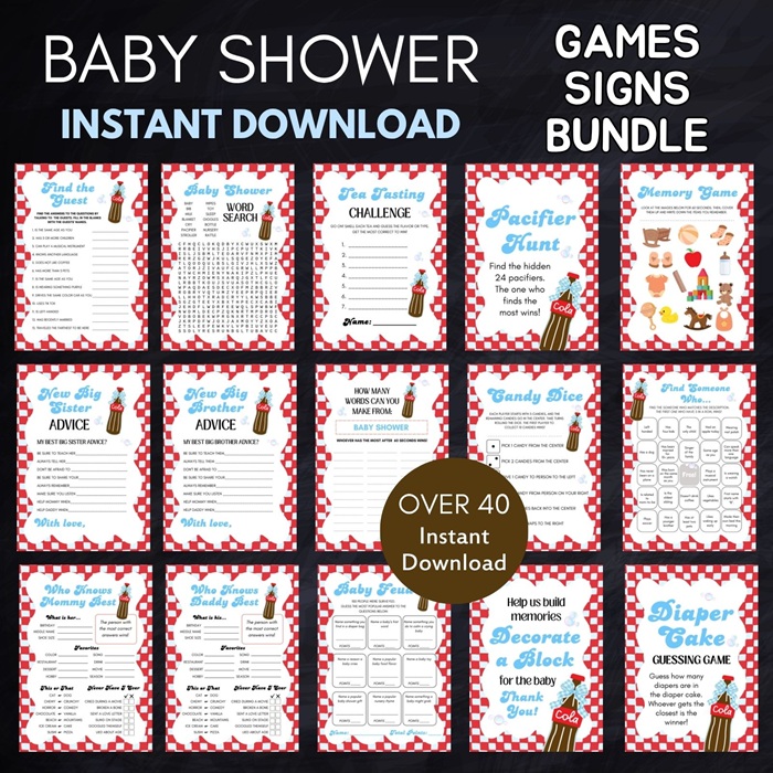 Blue Soda Pop Baby Shower Games Bundle (2)