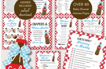 Blue Soda Pop Baby Shower Games Bundle