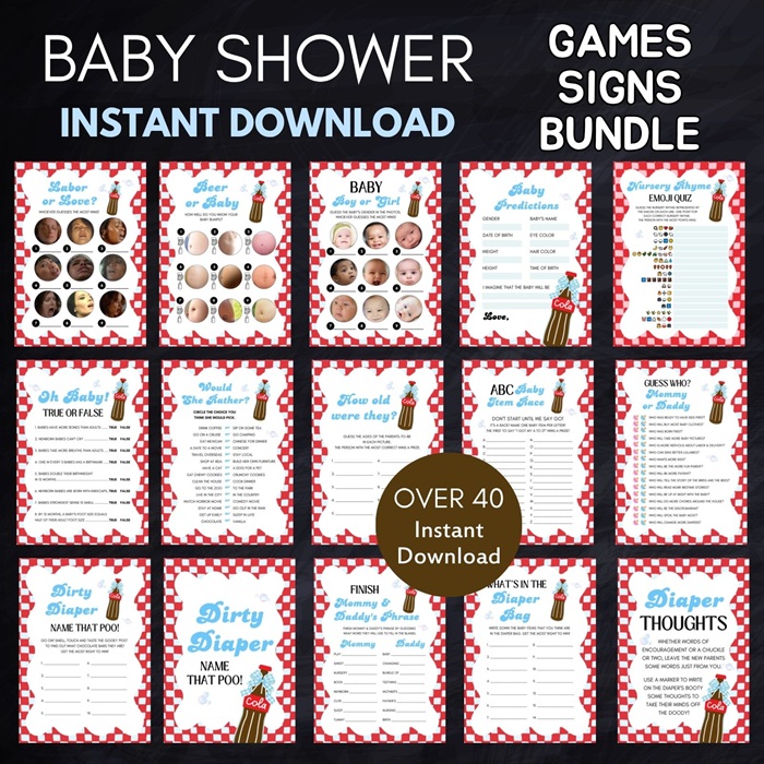 Blue Soda Pop Baby Shower Games