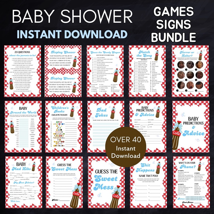 Blue Soda Pop Baby Shower Games