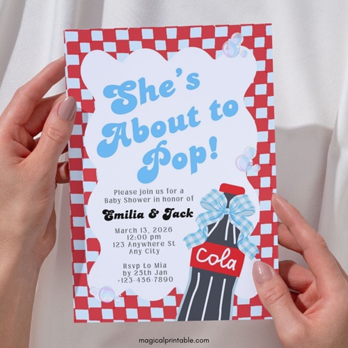 Blue Soda Pop Baby Shower Invitation