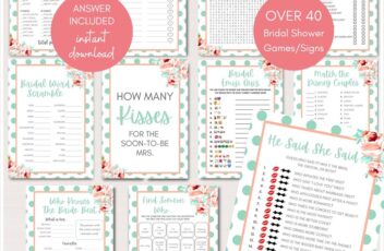 mint and peach bridal shower games