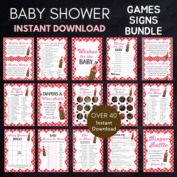 She is about to pop soda baby shower