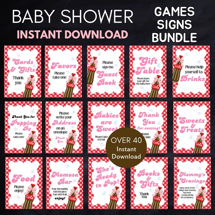 She is about to pop soda baby shower