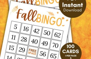 traditional 75 numbers fall bingo cards