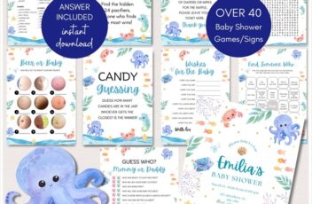 sea you soon under the sea baby shower game package
