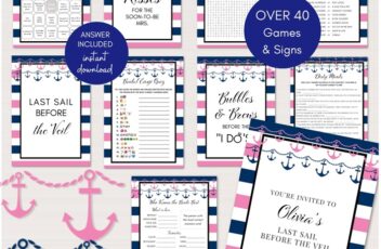 Pink and Navy Nautical bridal shower games