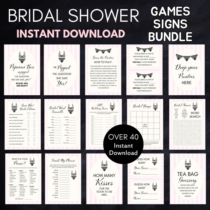 Lingerie Bridal Shower games bundle (1)