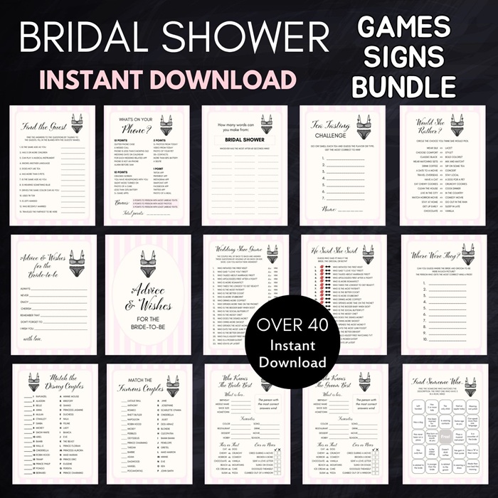 Lingerie Bridal Shower games bundle