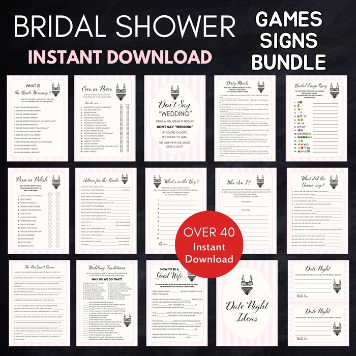 Lingerie Bridal Shower games bundle