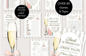 Pearls and Prosecco Bridal Shower Games Bundle