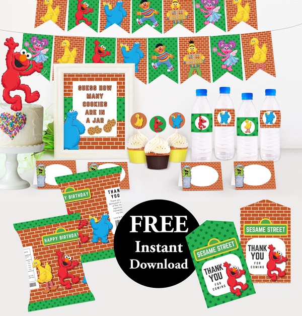 free sesame street party printable package