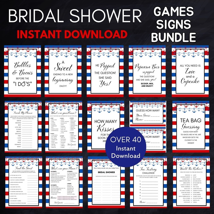 red and navy nautical bridal shower games (1)