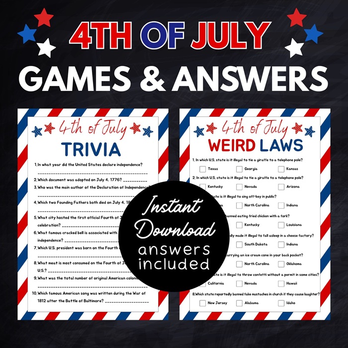 4th of july party games trivia and laws quiz