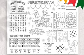 juneteenth celebration activity and coloring page mat
