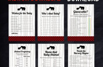 FREE Lumberjack Baby Shower Game Package - Red Buffalo Placid