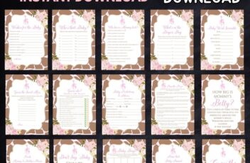 FREE Pink Giraffe Baby Shower Game Package