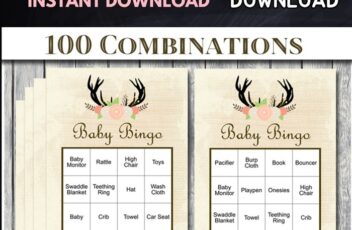 FREE Prefilled Baby Shower Bingo Cards 100