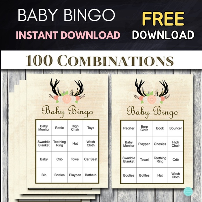 FREE Prefilled Baby Shower Bingo Cards 100