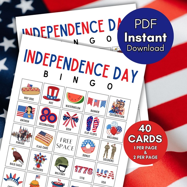 Independence Day bingo games printable
