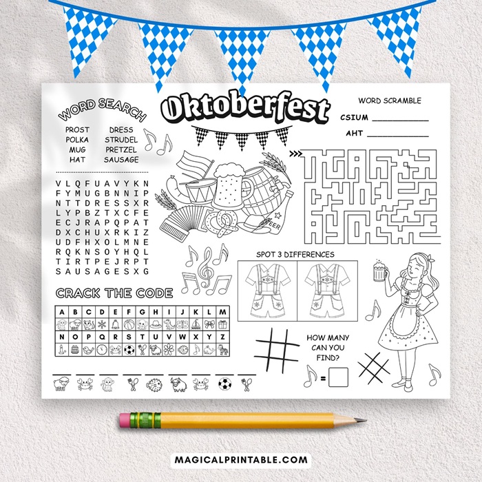 Oktoberfest celebration activity and coloring page