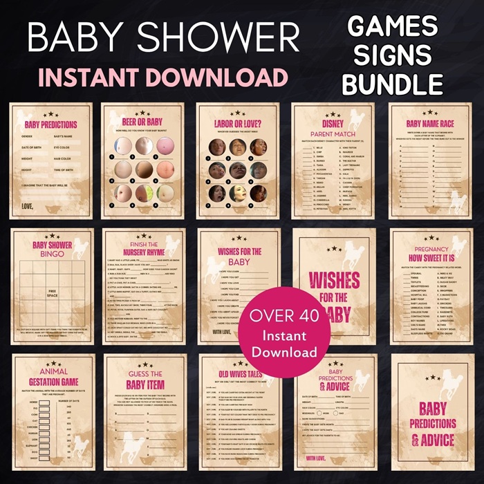 Pink wild west baby shower games