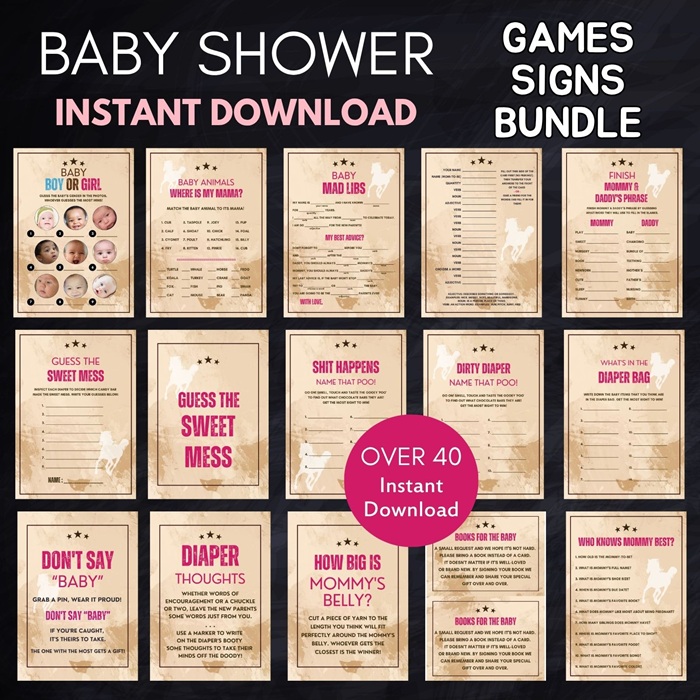 Pink wild west baby shower games