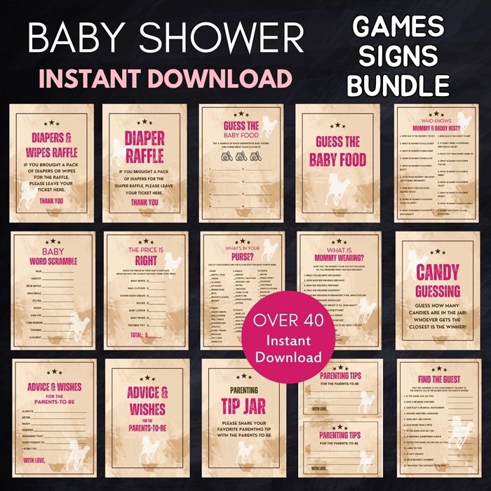 Pink wild west baby shower games