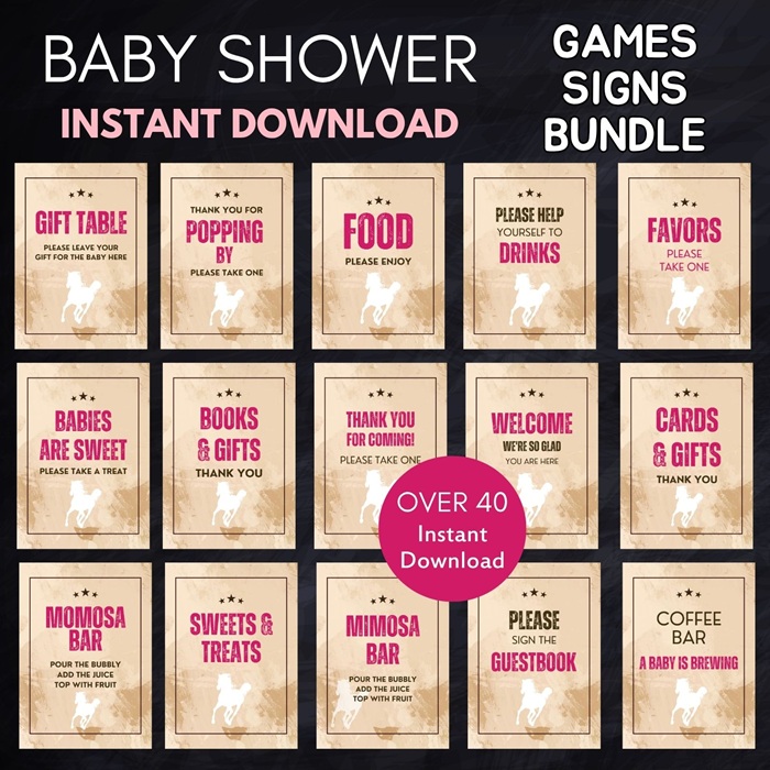 Cowgirl wild west baby shower games