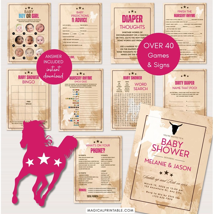 Cowgirl wild west baby shower games