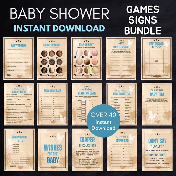 blue wild west baby shower games