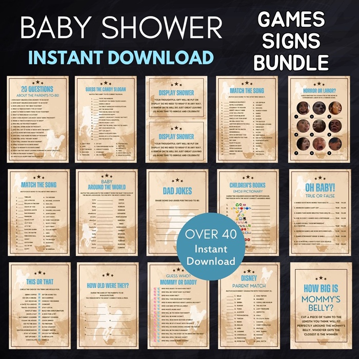 Boy cowboy wild west baby shower games