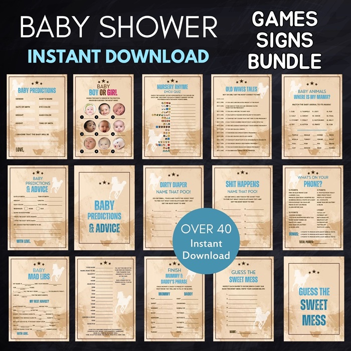 Boy cowboy wild west baby shower games