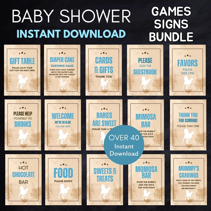 Boy cowboy wild west baby shower games